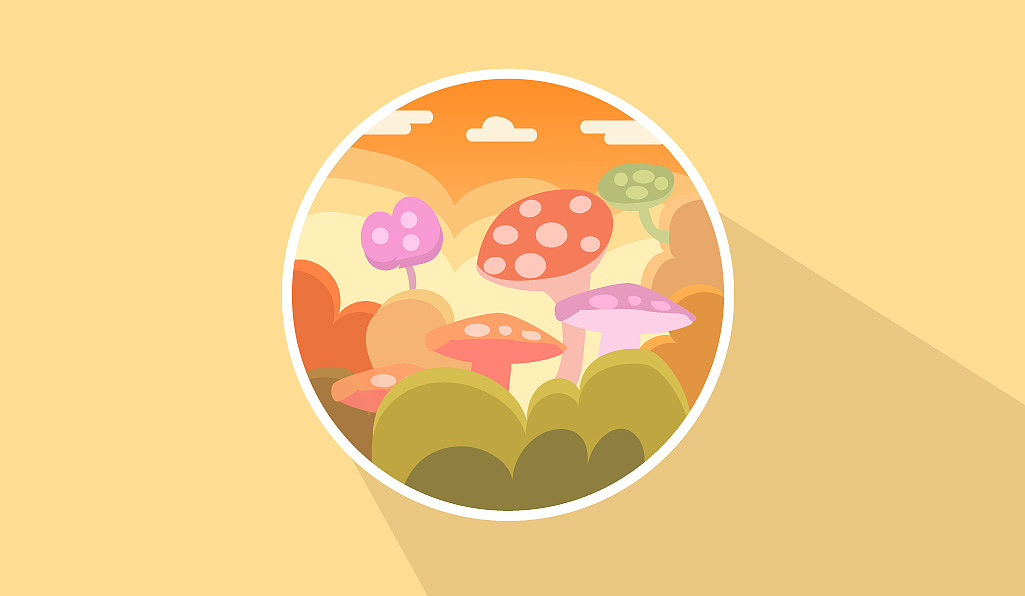 雪山海洋沙漠湖泊森林夜晚落日瀑布色调插画小练习