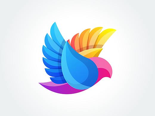 国外炫彩风格鸟logo标志AI素材