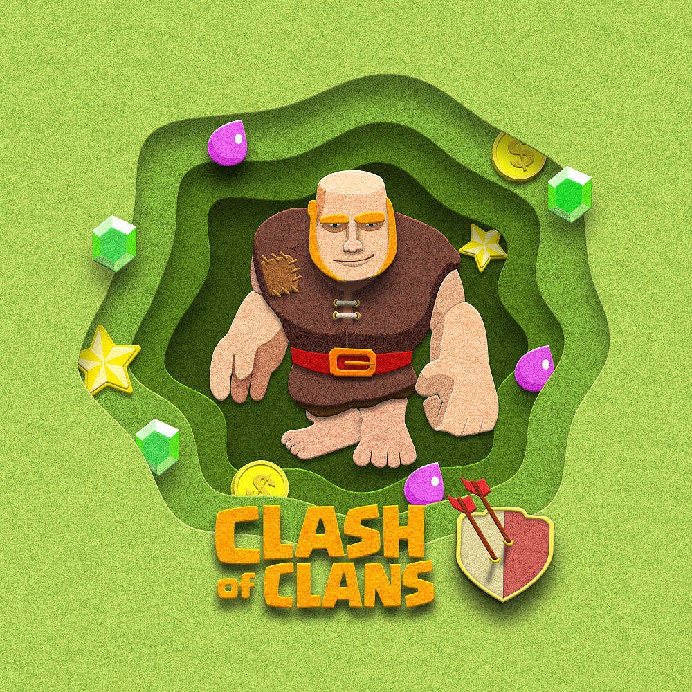 剪纸风插画部落冲突