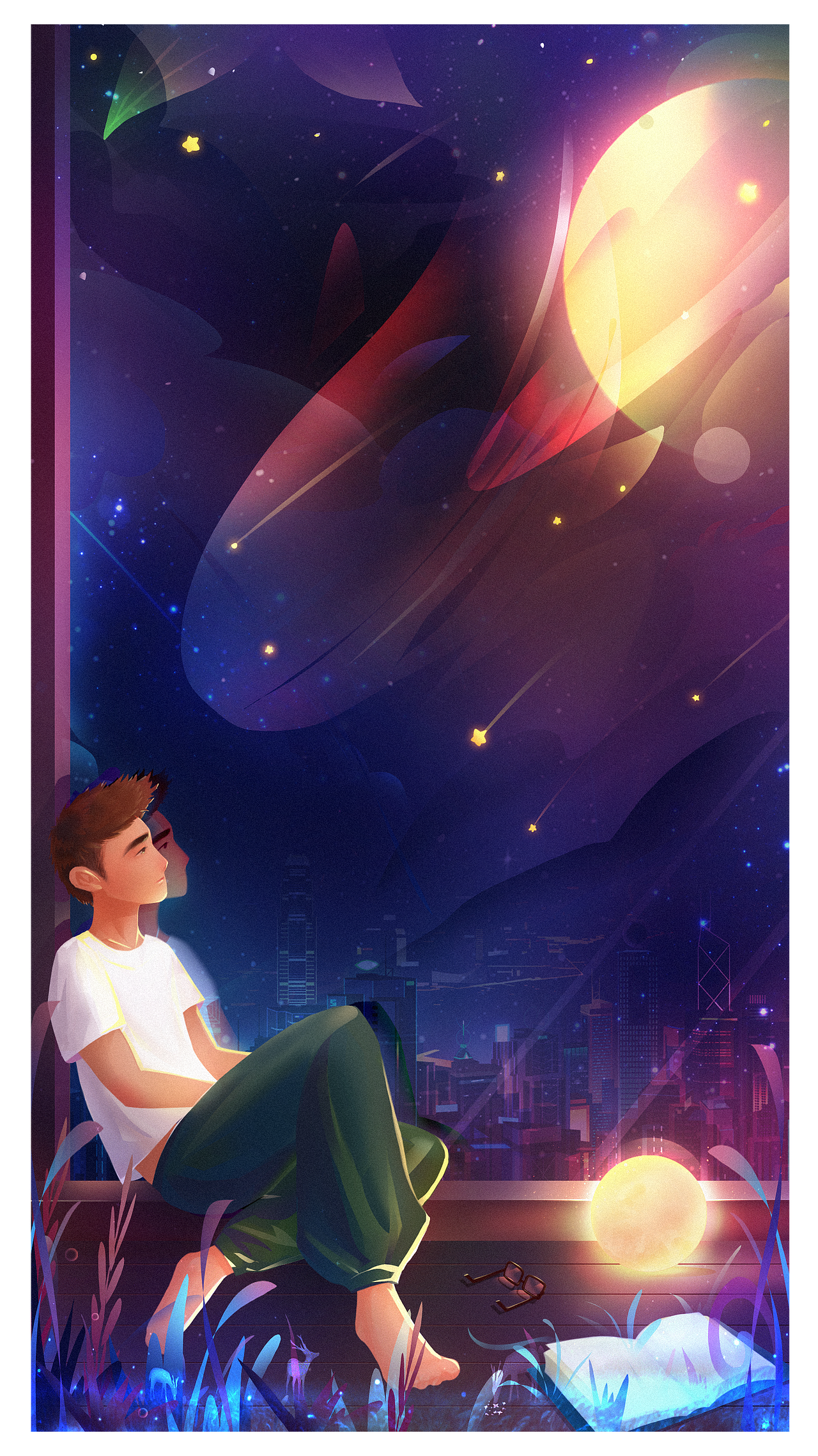 仰望|插画|创作习作|菌十一_原创作品-站酷zcool