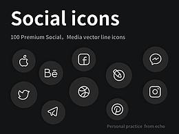 100個(gè)線描APP圖標(biāo)_暗黑模式