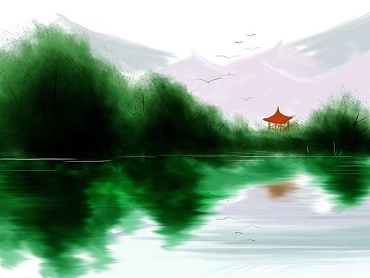 山水画练习 《烟雨行舟》