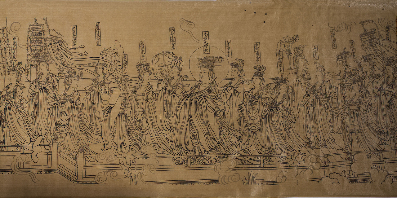 《朝元仙仗图》长卷,绢本,墨笔,纵44.