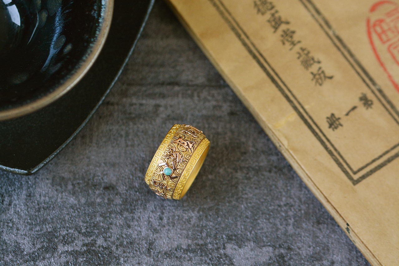 文玩系列|六字真言绿松石戒指