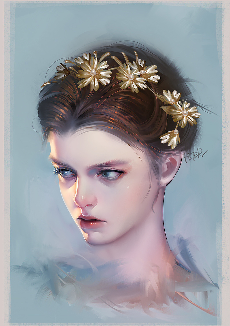 头戴花环的少女|插画|商业插画|peter肖吉 - 原创作品 - 站酷 (zcool)