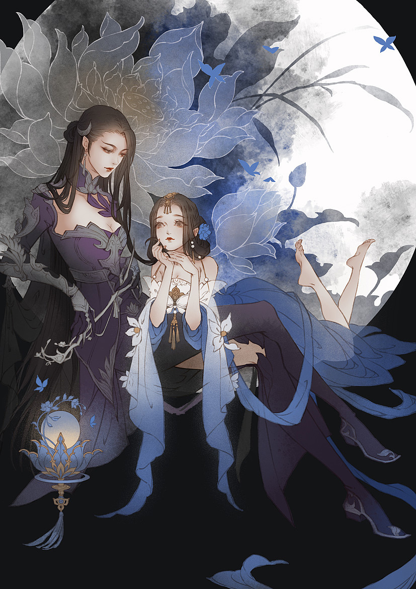 云梦和暗香的绘画过程（图ZMTA3NzYyOTUy） - 商业插画 - 站酷设计师古戈力1原创素材 - 站酷ZCOOL