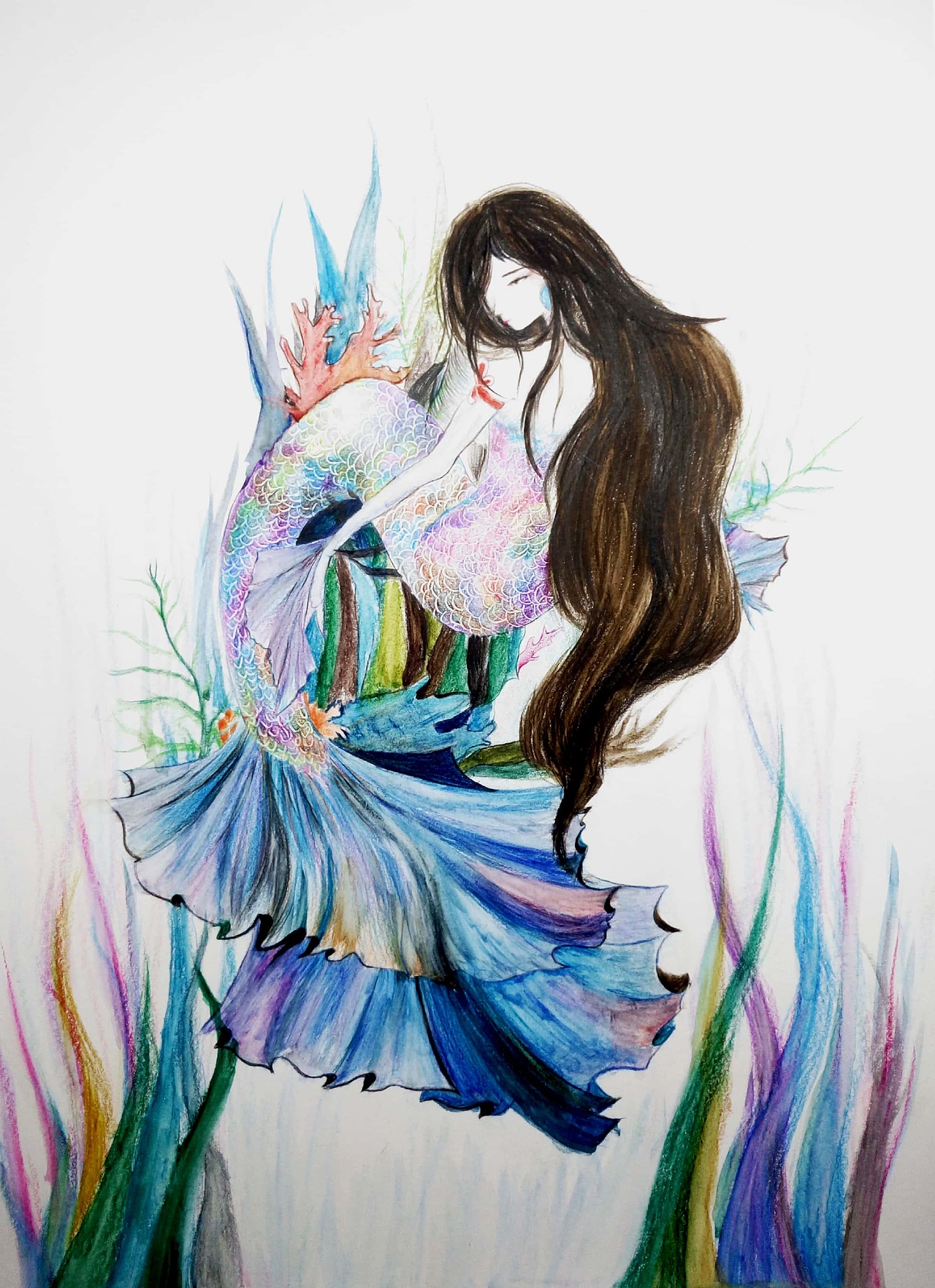 美人鱼|插画|商业插画|chloe尹_临摹作品-站酷zcool