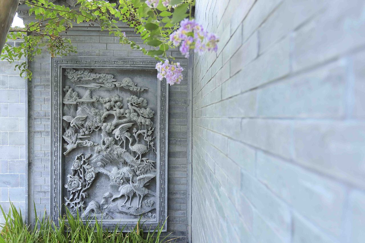 唐语仿古砖雕影壁墙浮雕展示