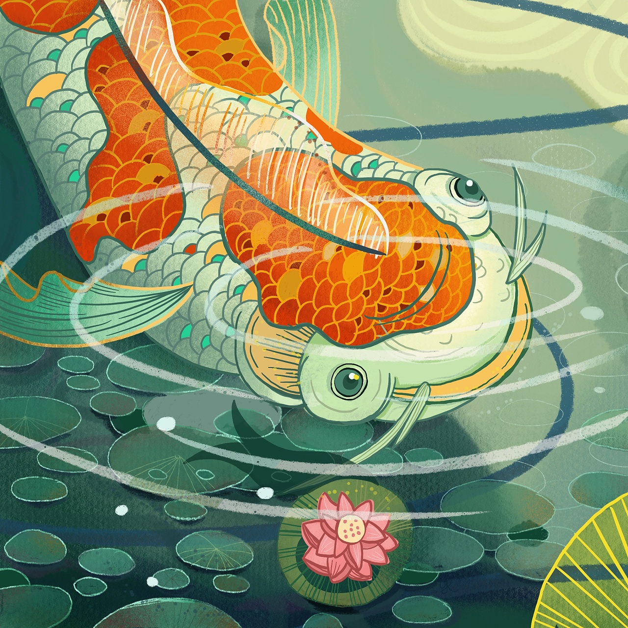 锦鲤大鱼临摹|插画|创作习作|宇宙无敌超级堡 - 原创作品 - 站酷