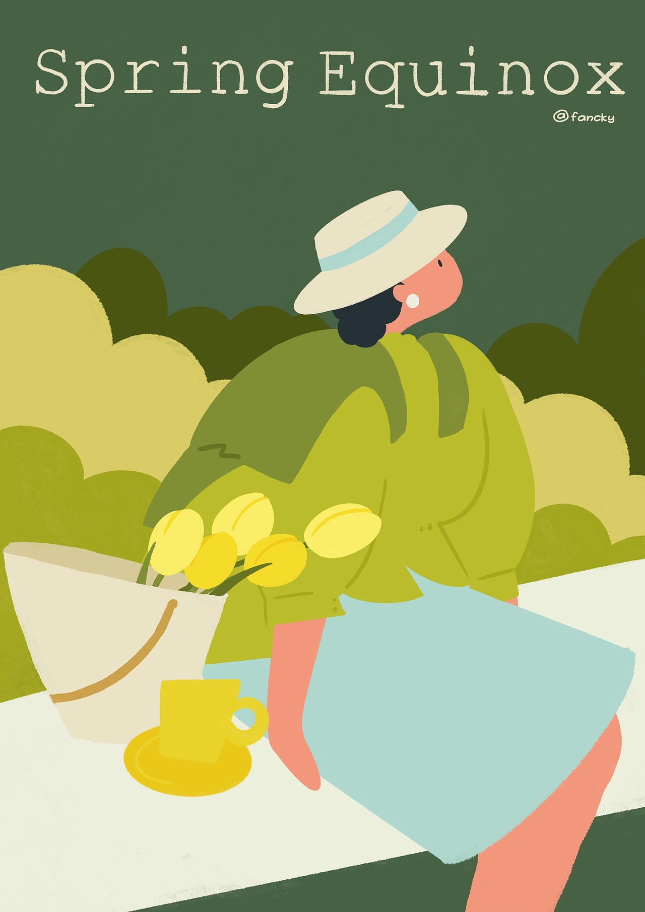 春天咖啡女孩（图ZMjkzOTExOTM2） - 商业插画 - 站酷设计师梵祁的插画原创素材 - 站酷ZCOOL