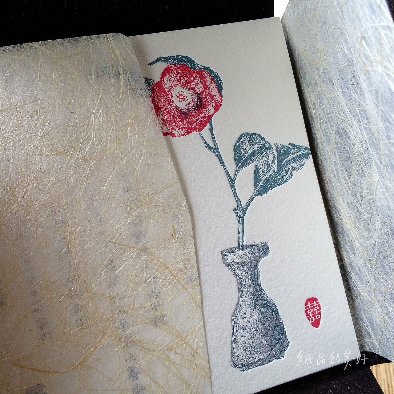 一叶知霜冷，相依静护花~~~ 新中式喜帖@纸品的美好凸版社 letterpress作品（图ZMTgxMjUxOTY=） - 图案 - 站酷设计师孙杨先生原创素材 - 站酷ZCOOL