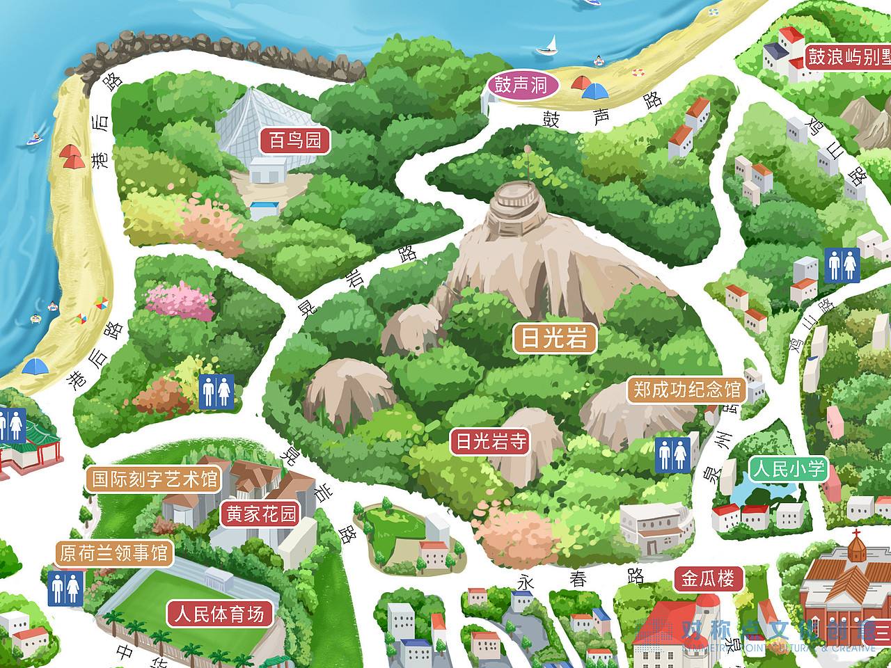 鼓浪屿手绘地图两幅