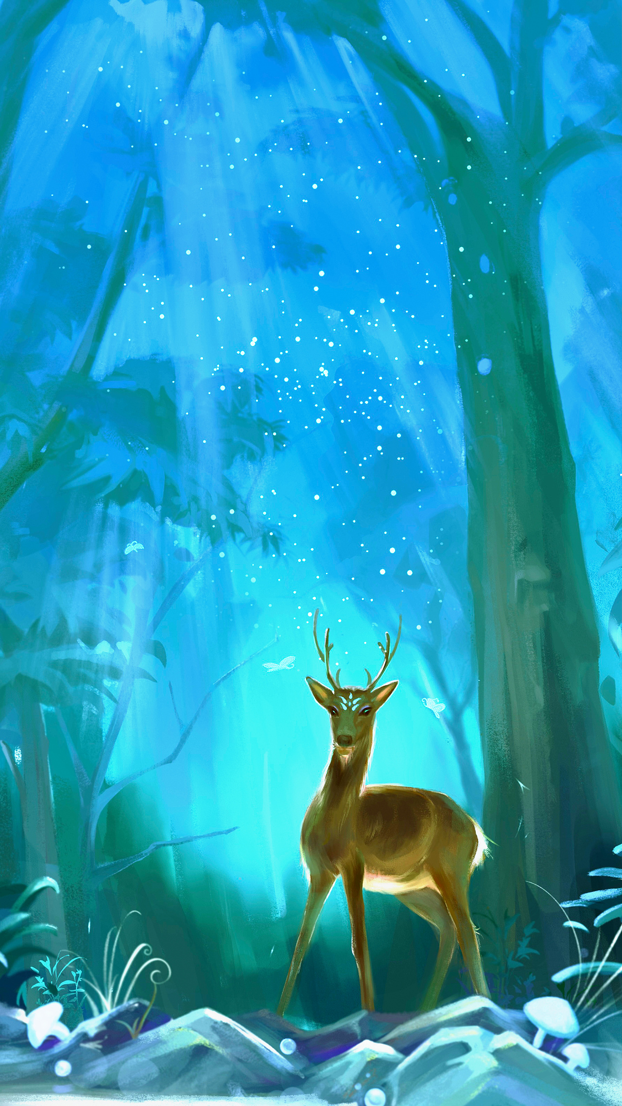 梦幻森林麋鹿背景图图片
