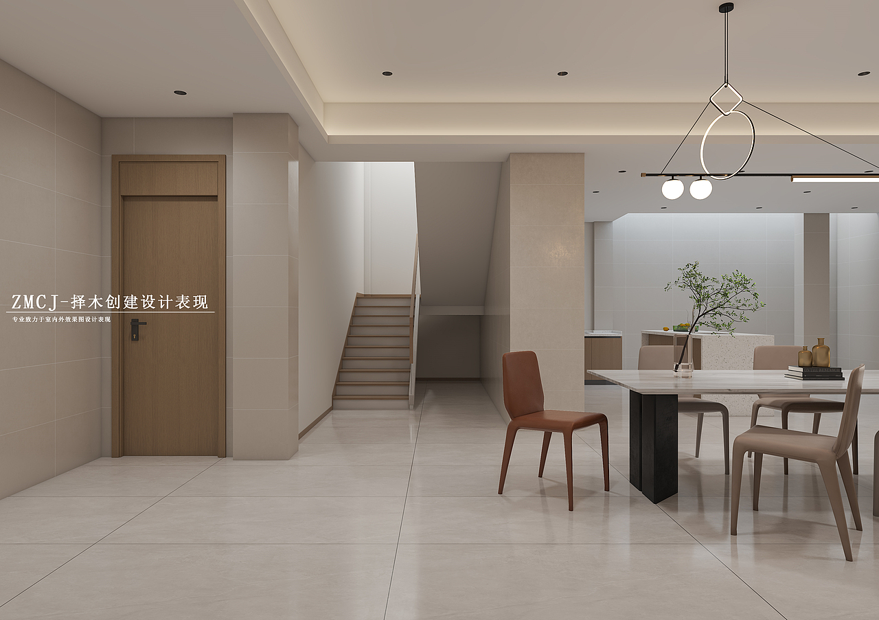 现代原木风客餐厅—择木创建柒柒效果图