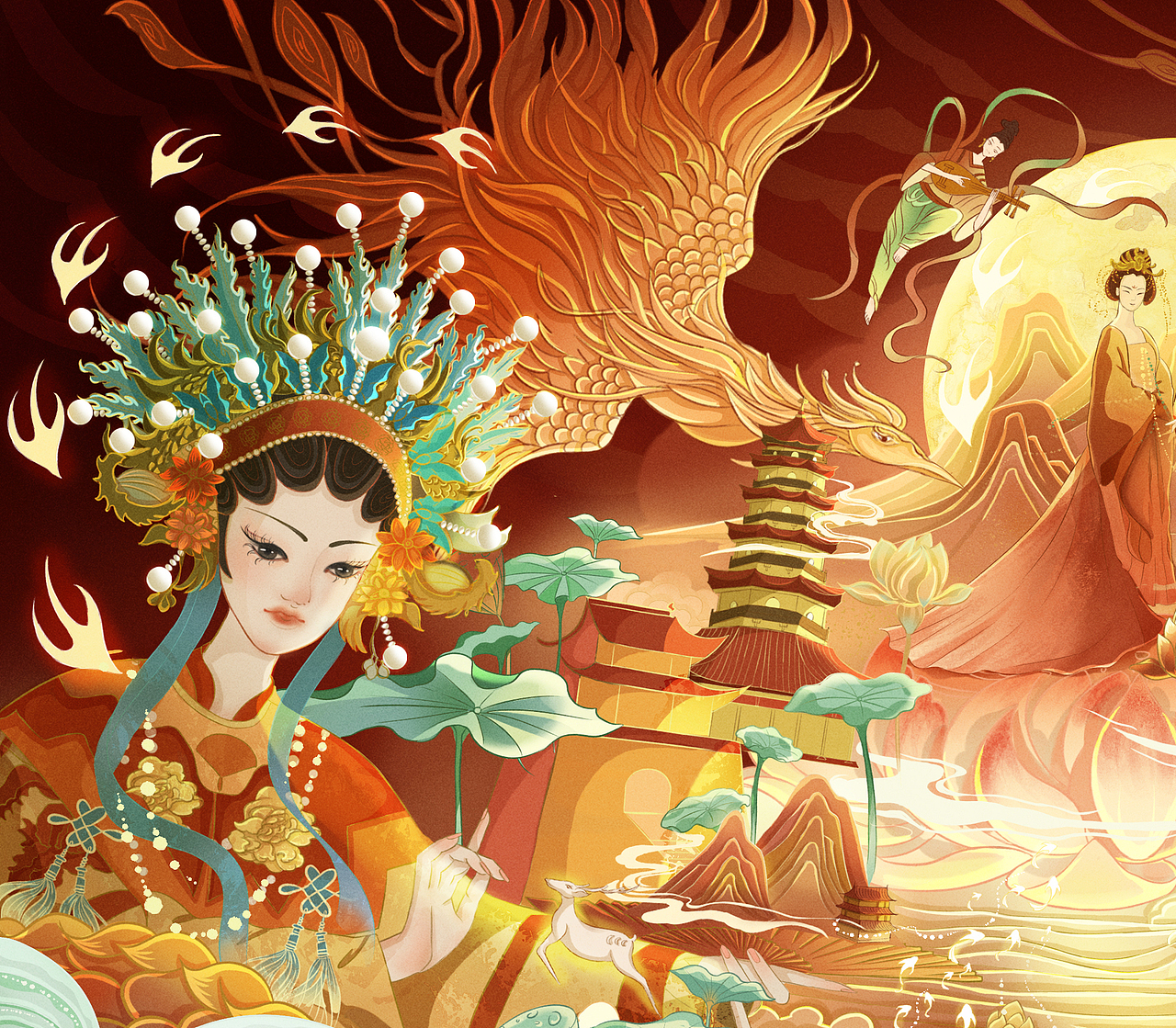 原创插画｜霓裳羽衣曲（图ZMzAzMjA0MTcy） - 商业插画 - 站酷设计师郭小欢原创素材 - 站酷ZCOOL