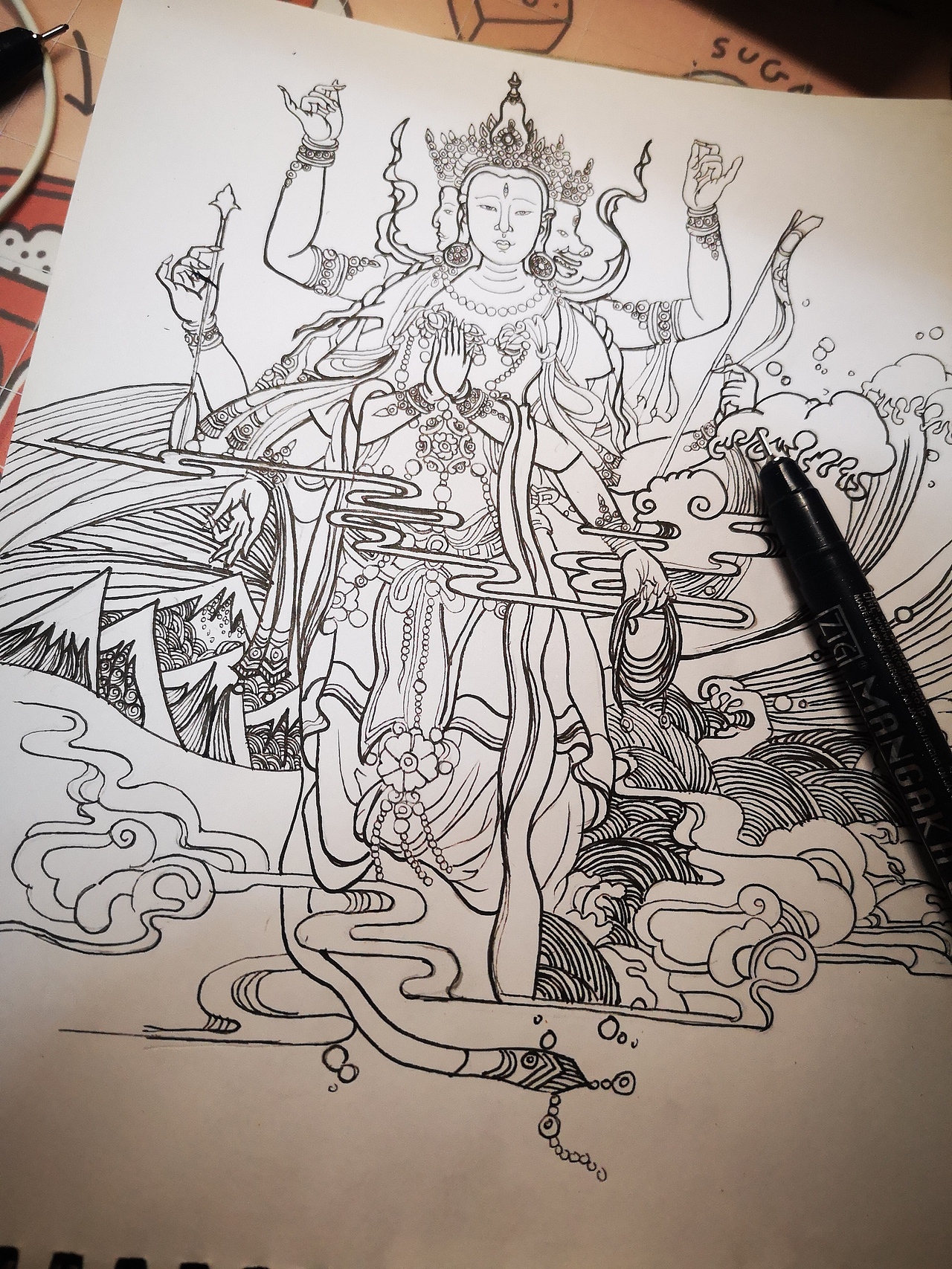 传统线描结合浮世绘（图ZMTc3NjQ0MjEy） - 绘画 - 站酷设计师蛋挞nono原创素材 - 站酷ZCOOL