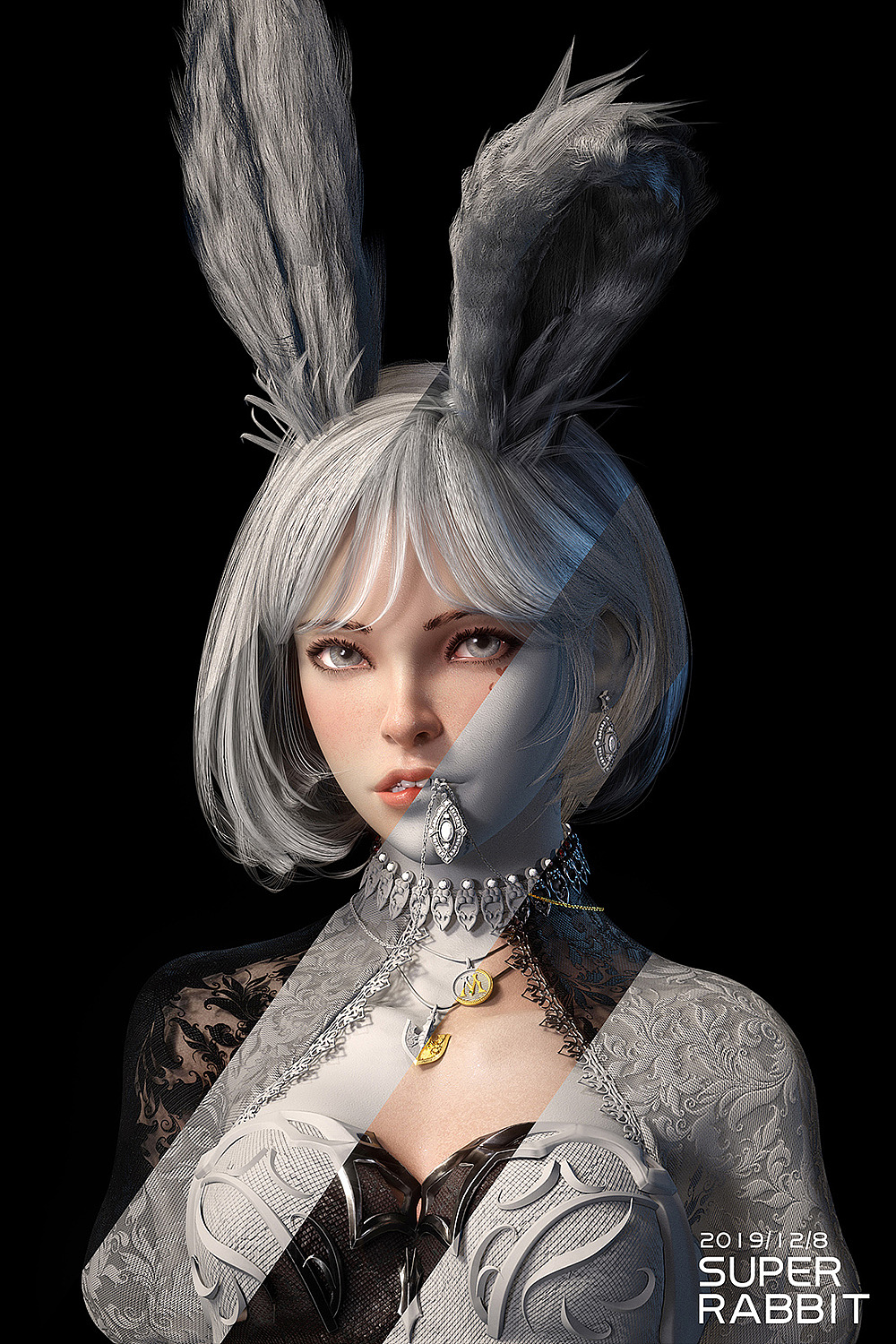 兔女孩的项链 | 美型模特佩戴测试（图ZMTg4OTI3NTUy） - 人物/生物 - 站酷设计师我是超人兔原创素材 - 站酷ZCOOL