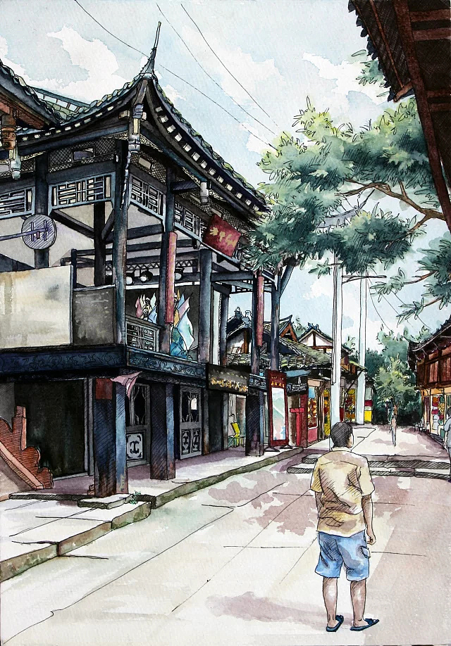 2年前 44 1 0 isar 广州  |  学生 写生,画于四川平乐古镇 原创