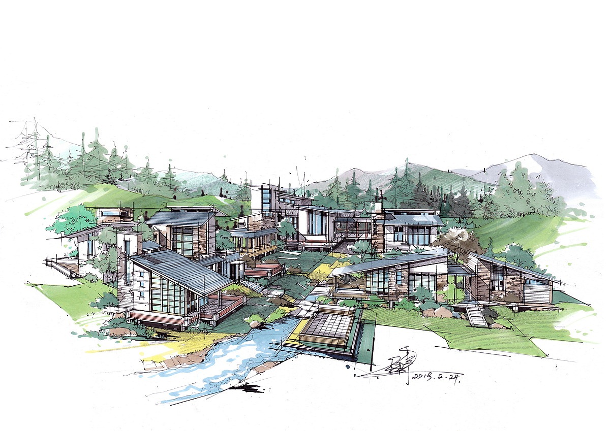 杜健景观手绘作品(卓越手绘)