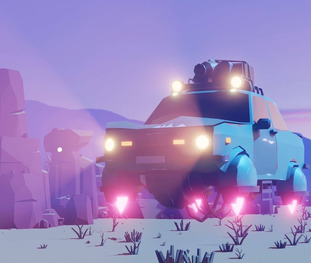 Low poly风格 小蓝车