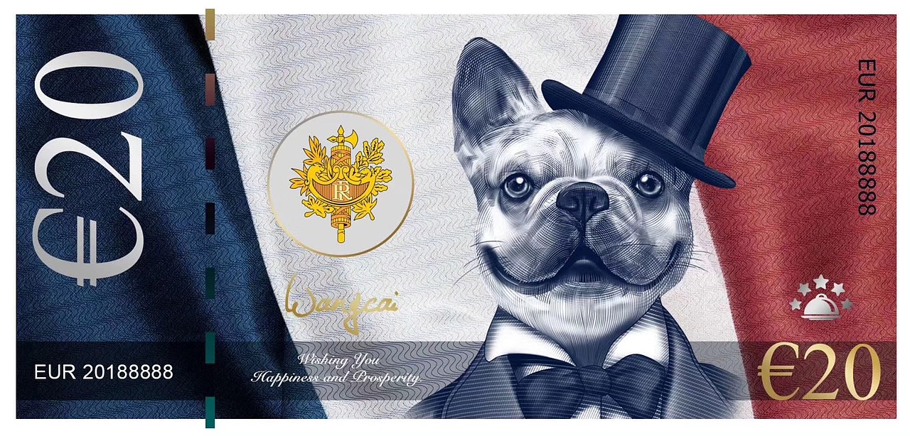 <<广发证劵旺财狗钞>>狗狗钞票插画