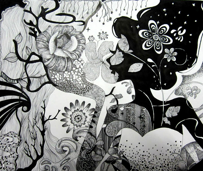 插画黑白点线面构成