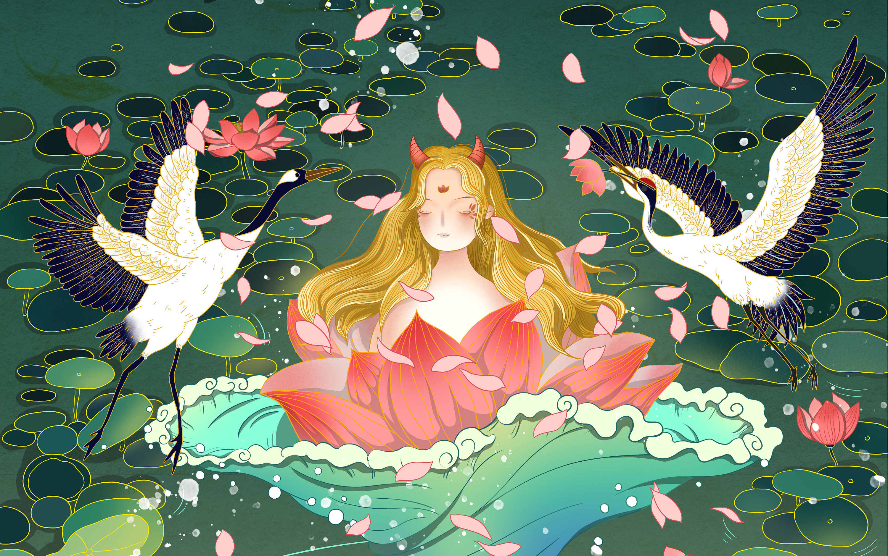 贺图|中国风插画|牛转乾坤|插画|商业插画|点儿大哈哈哈 - 原创作品