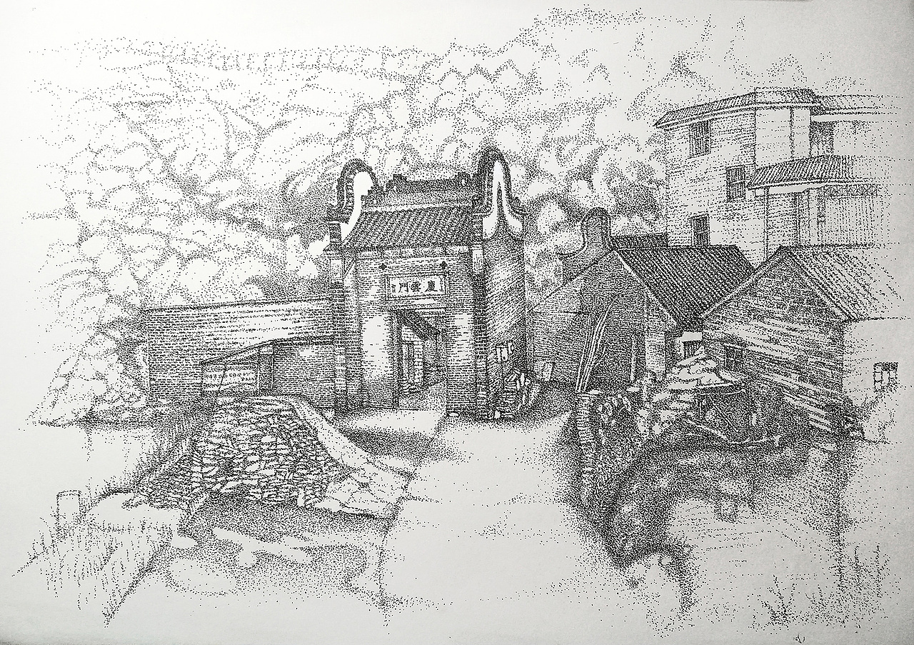 村口的门楼|纯艺术|绘画|envision_原创作品-站酷zcool