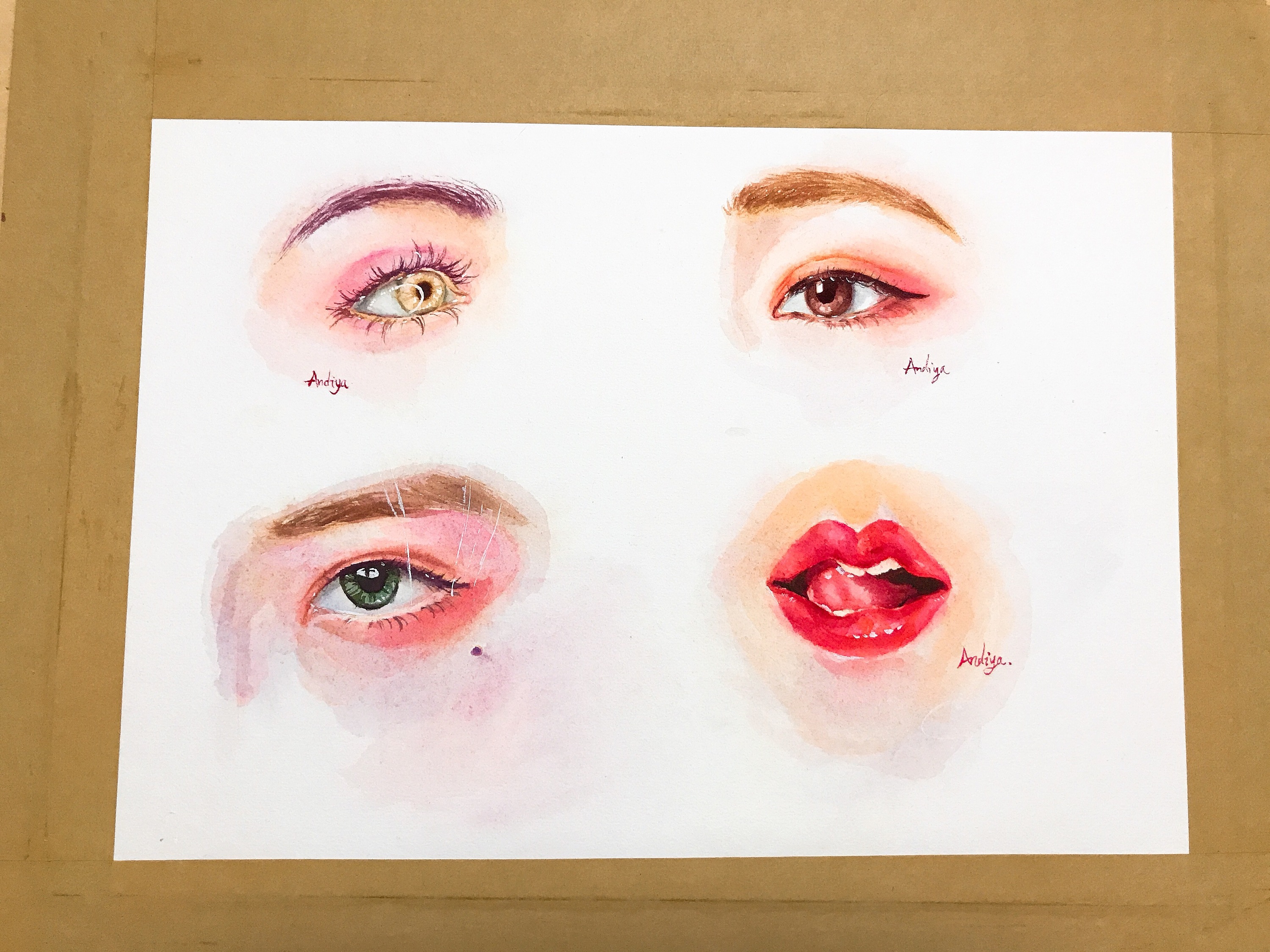 《眼睛,鼻子,嘴》水彩