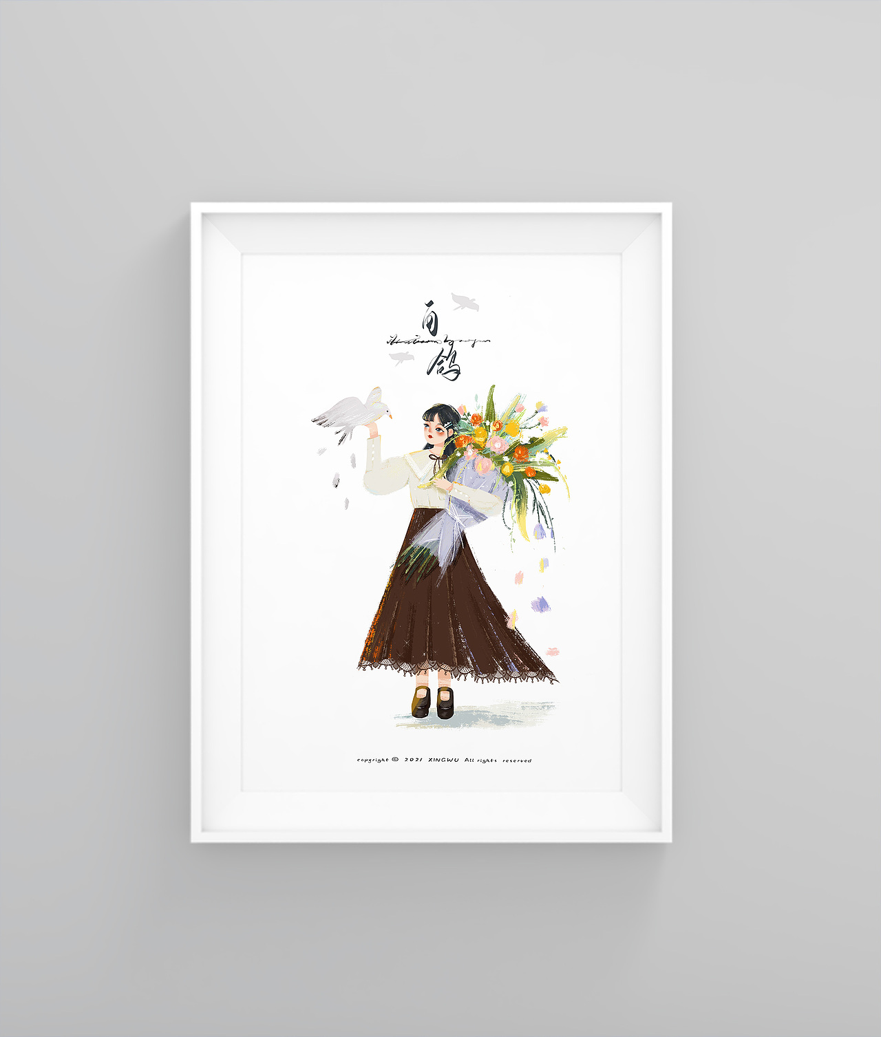 白鸽|小清新插画|文创包装