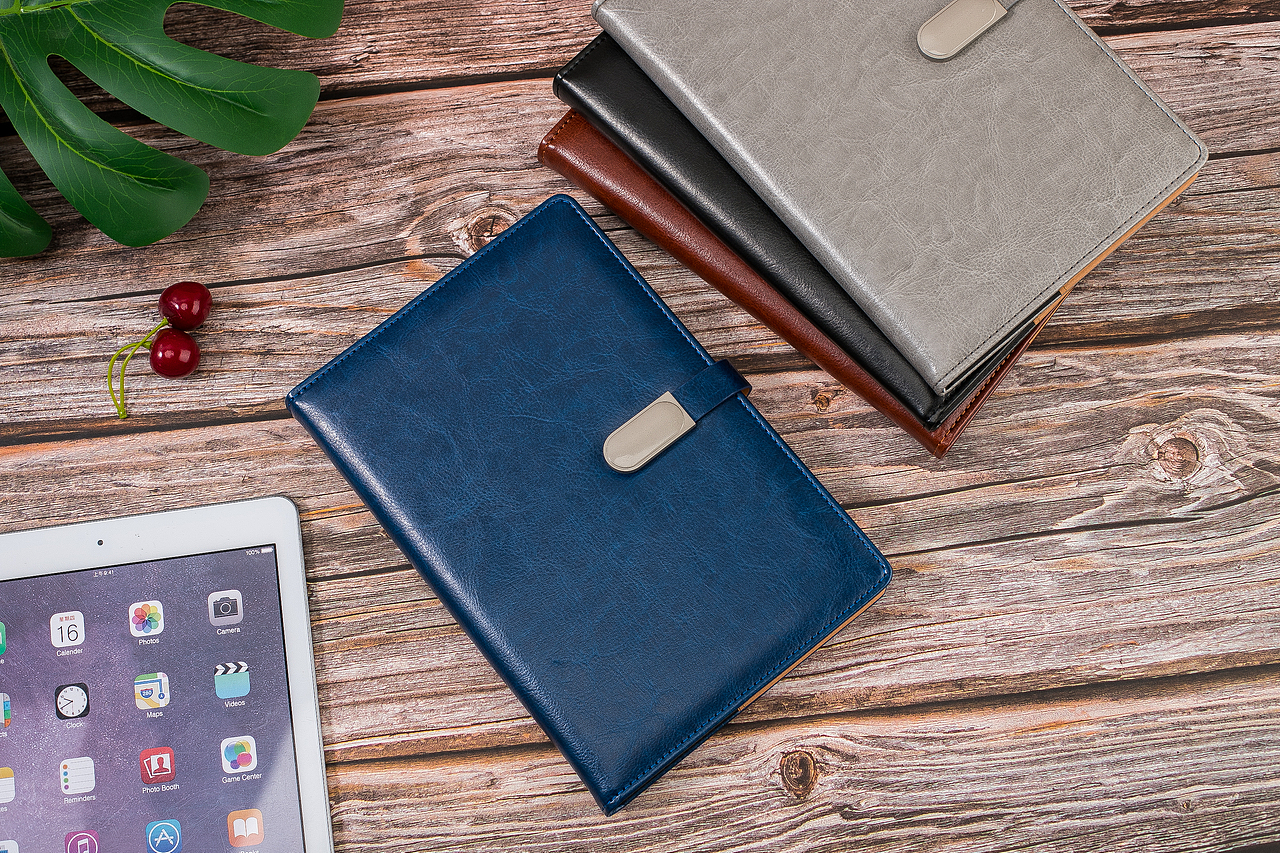 温控保温杯记事本套装-蓝色