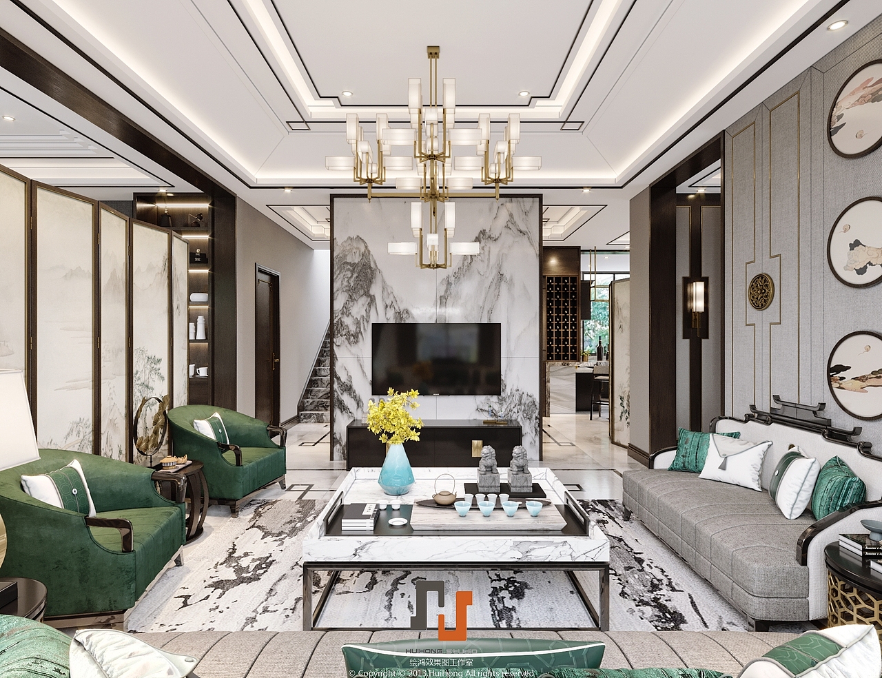 一整套别墅方案效果图