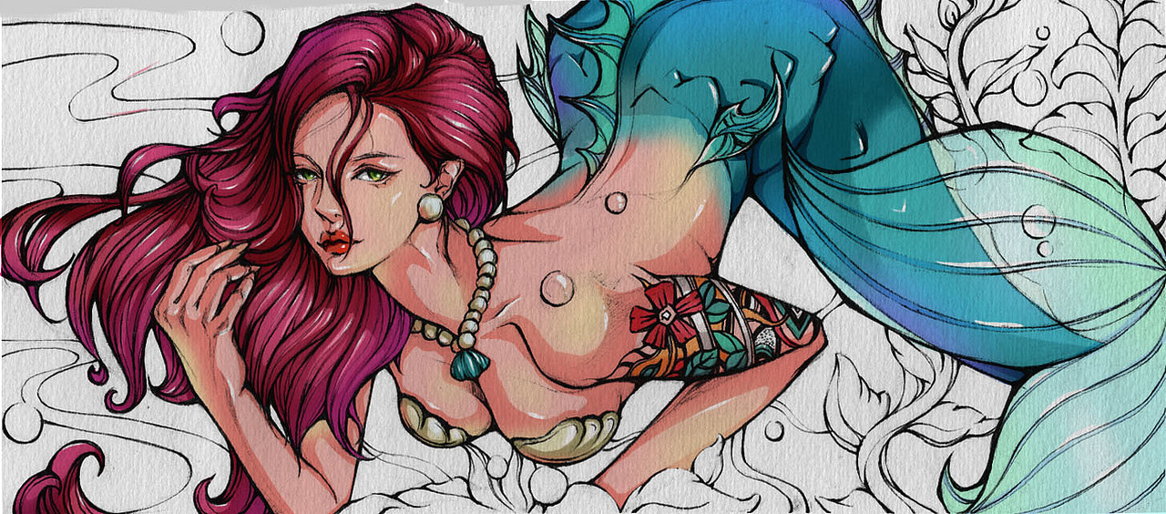 美人鱼（图ZNDI3MzQyMjQ=） - 创作习作 - 站酷设计师杜大力原创素材 - 站酷ZCOOL