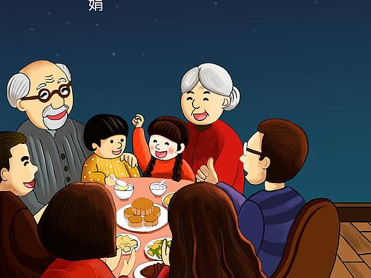 手绘中秋节