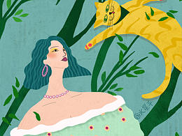 扁平人物時尚插畫