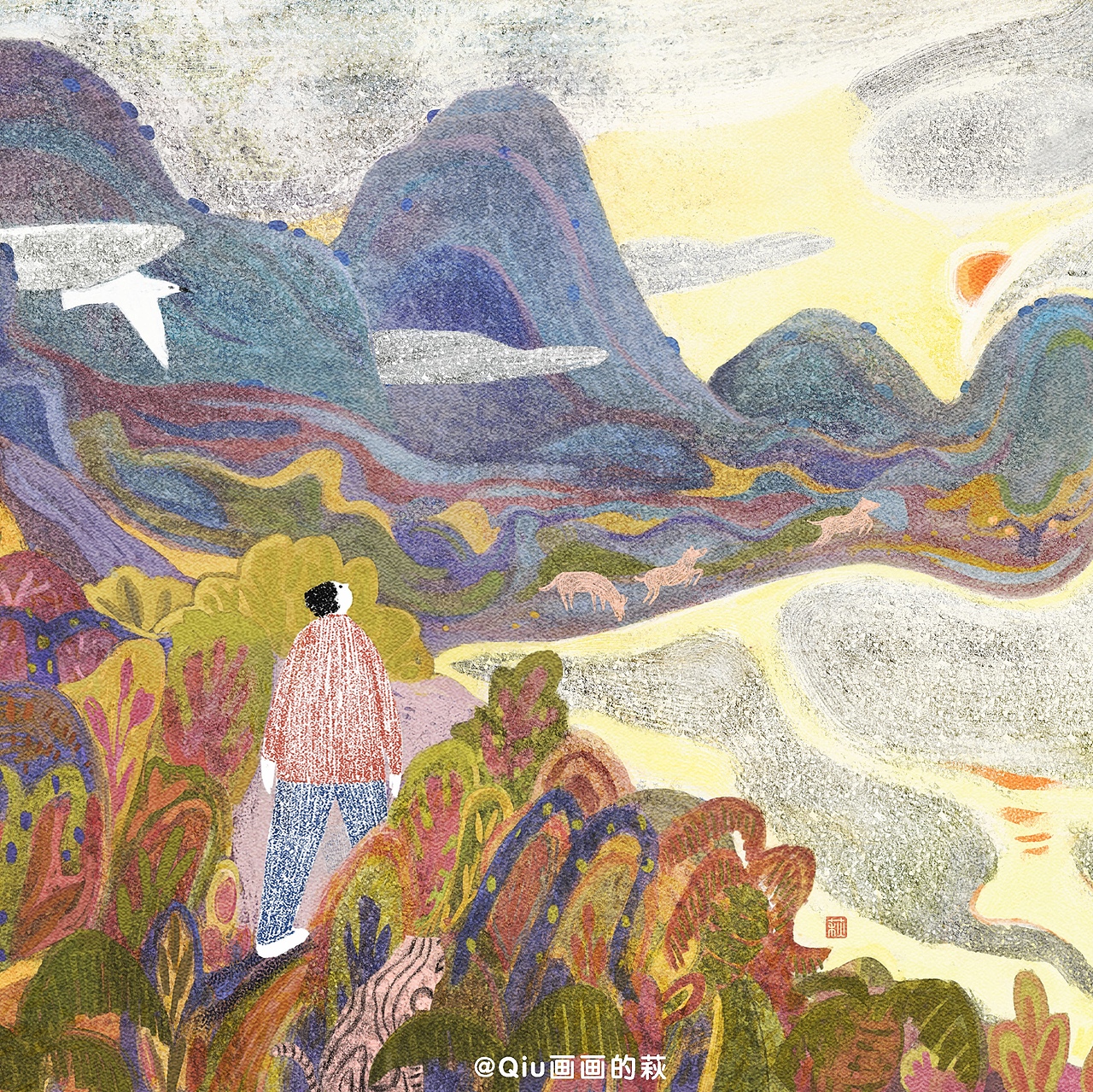 云把水倒进河的水杯里（图ZMjk2MTM2OTY0） - 艺术插画 - 站酷设计师千章之萩原创素材 - 站酷ZCOOL