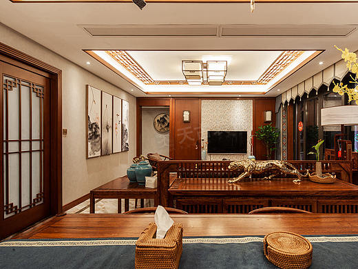 华宇天宫花城中式风格洋房装修户型改造实景设计效果图