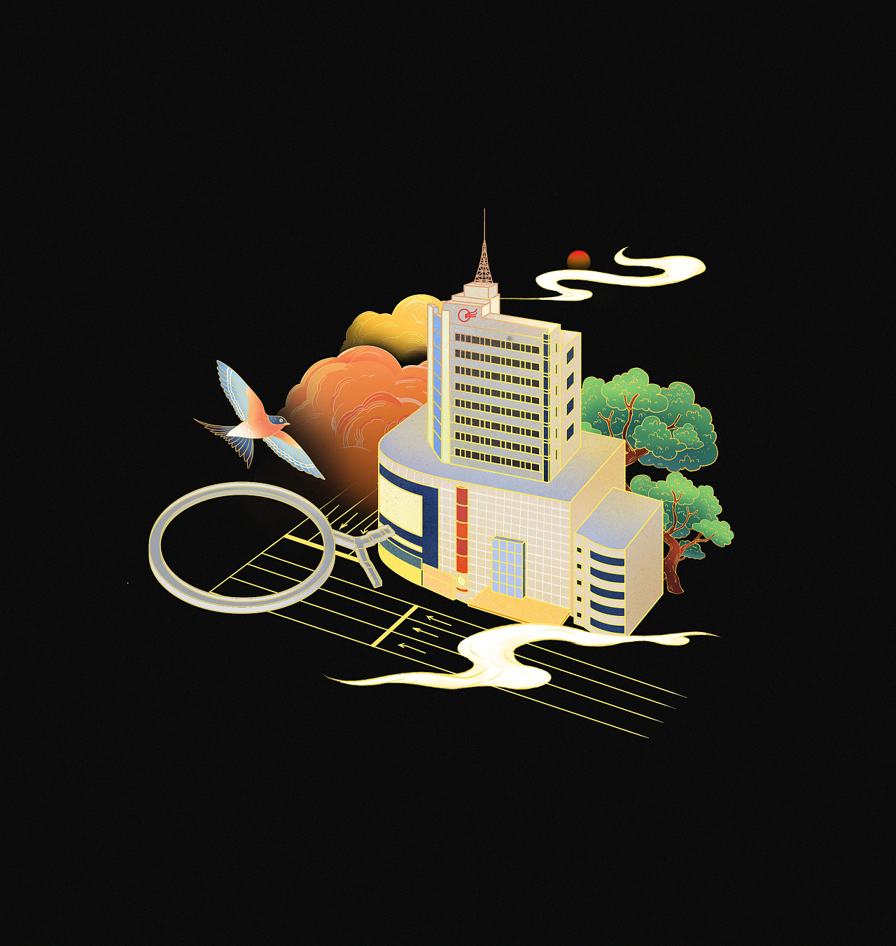 融创阜阳地标插画