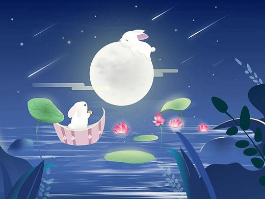 中秋插画+gif流水动画