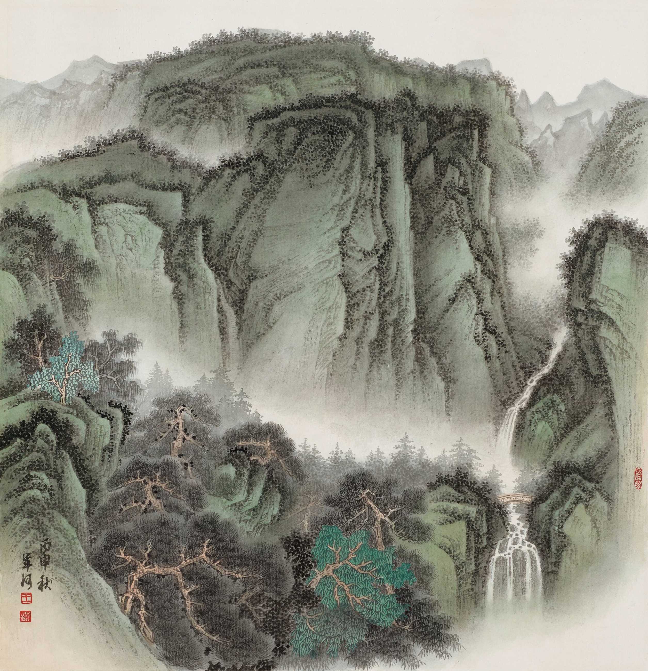 青绿山水名家王军河作品赏析|纯艺术|国画|荼雅阁 - 原创作品 - 站酷