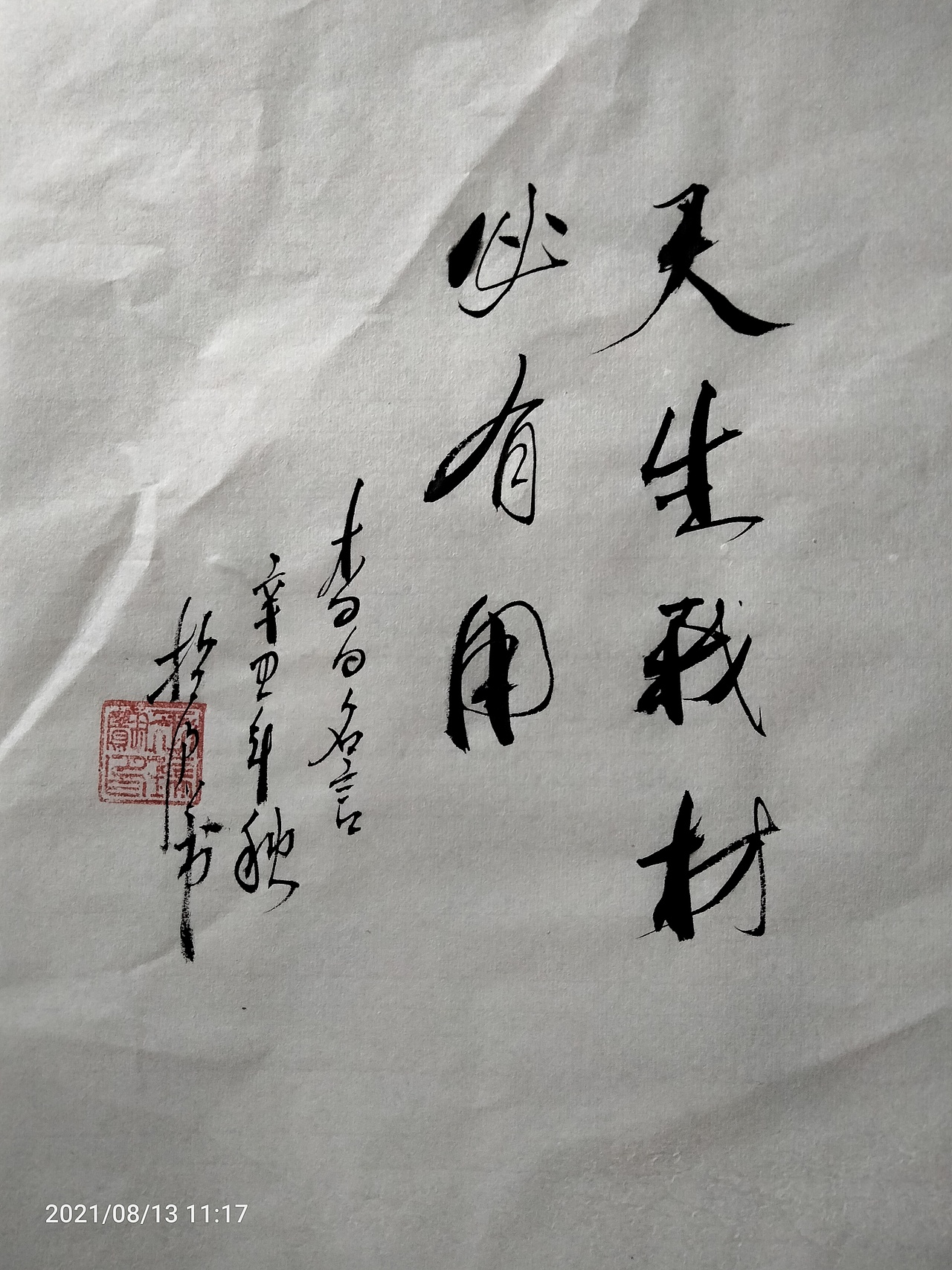 天生我材必有用行体书法