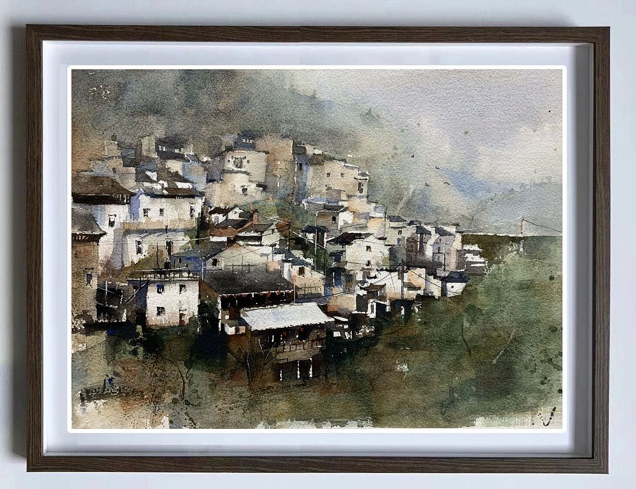 水彩画《婺源篁岭》