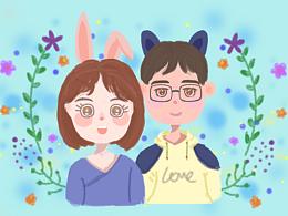 朋友結(jié)婚照插畫
