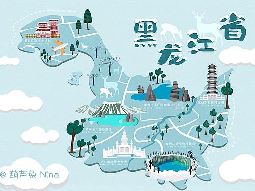 黑龙江地图插画