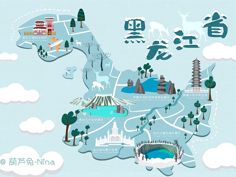 辽宁省地图插画