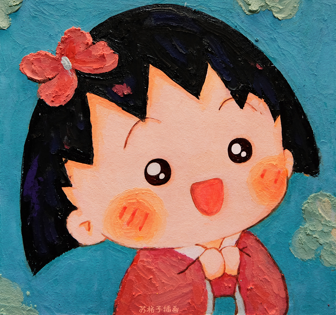 超可爱油画棒头像和插画集合