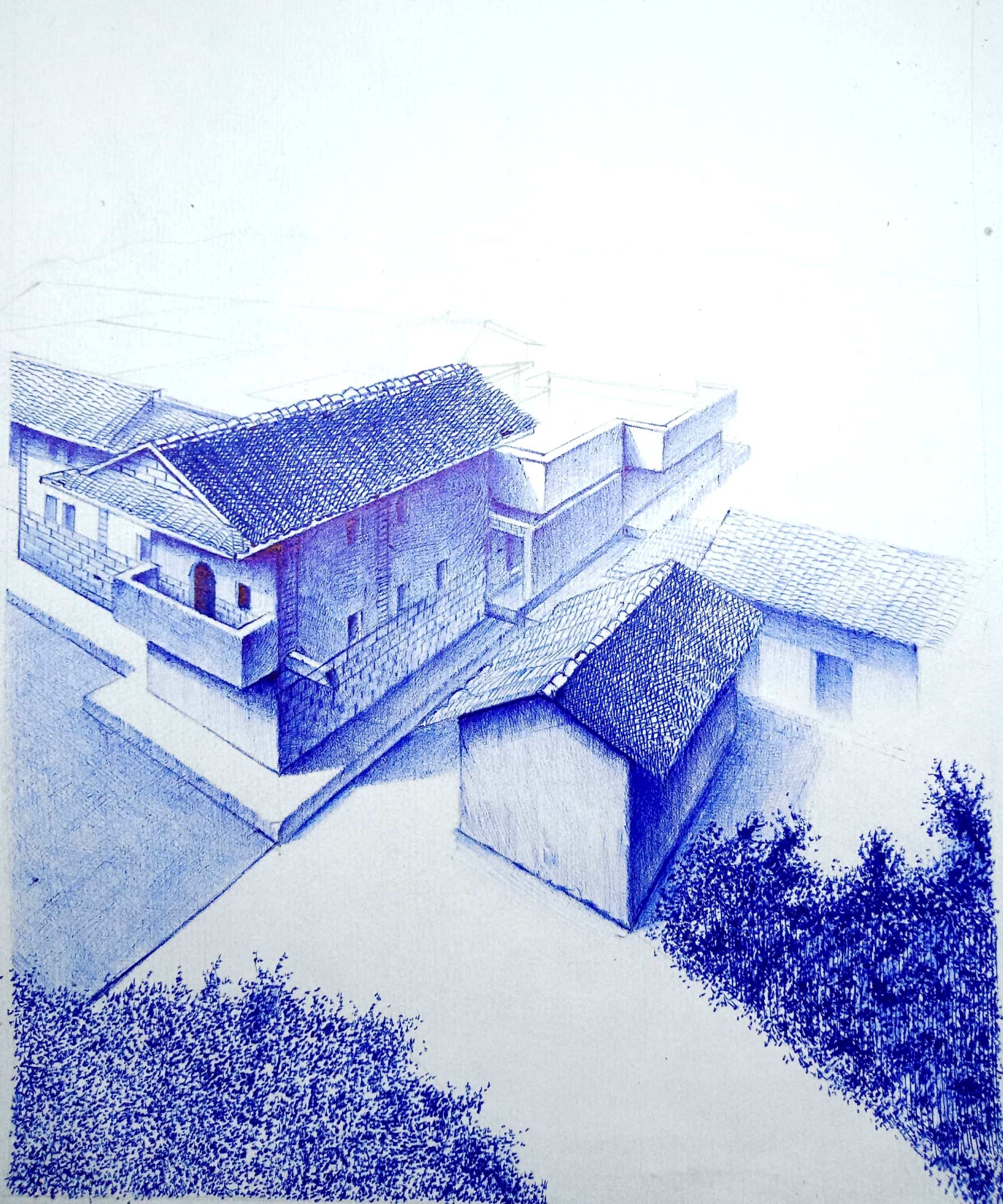 《圆珠笔画》建筑|纯艺术|钢笔画|小天手绘 - 原创作品 - 站酷 (zcool