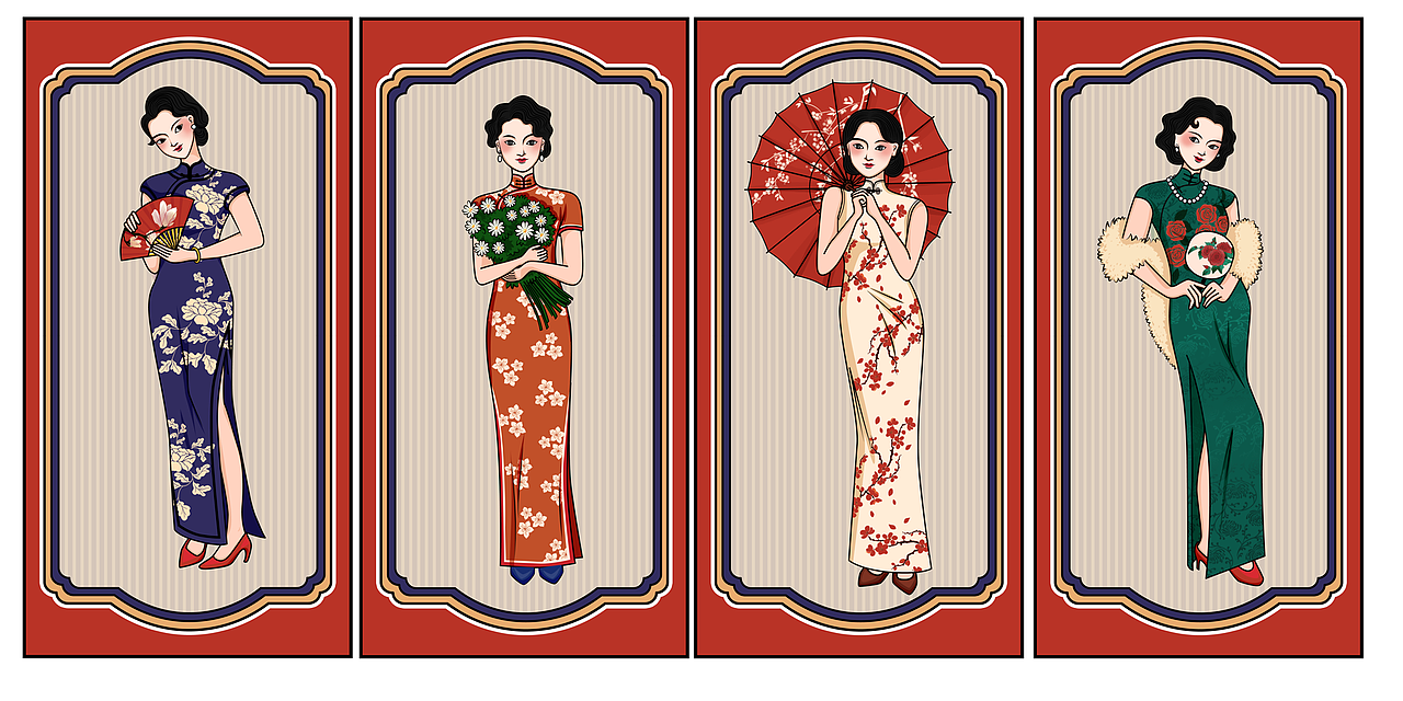 民国复古风旗袍人物