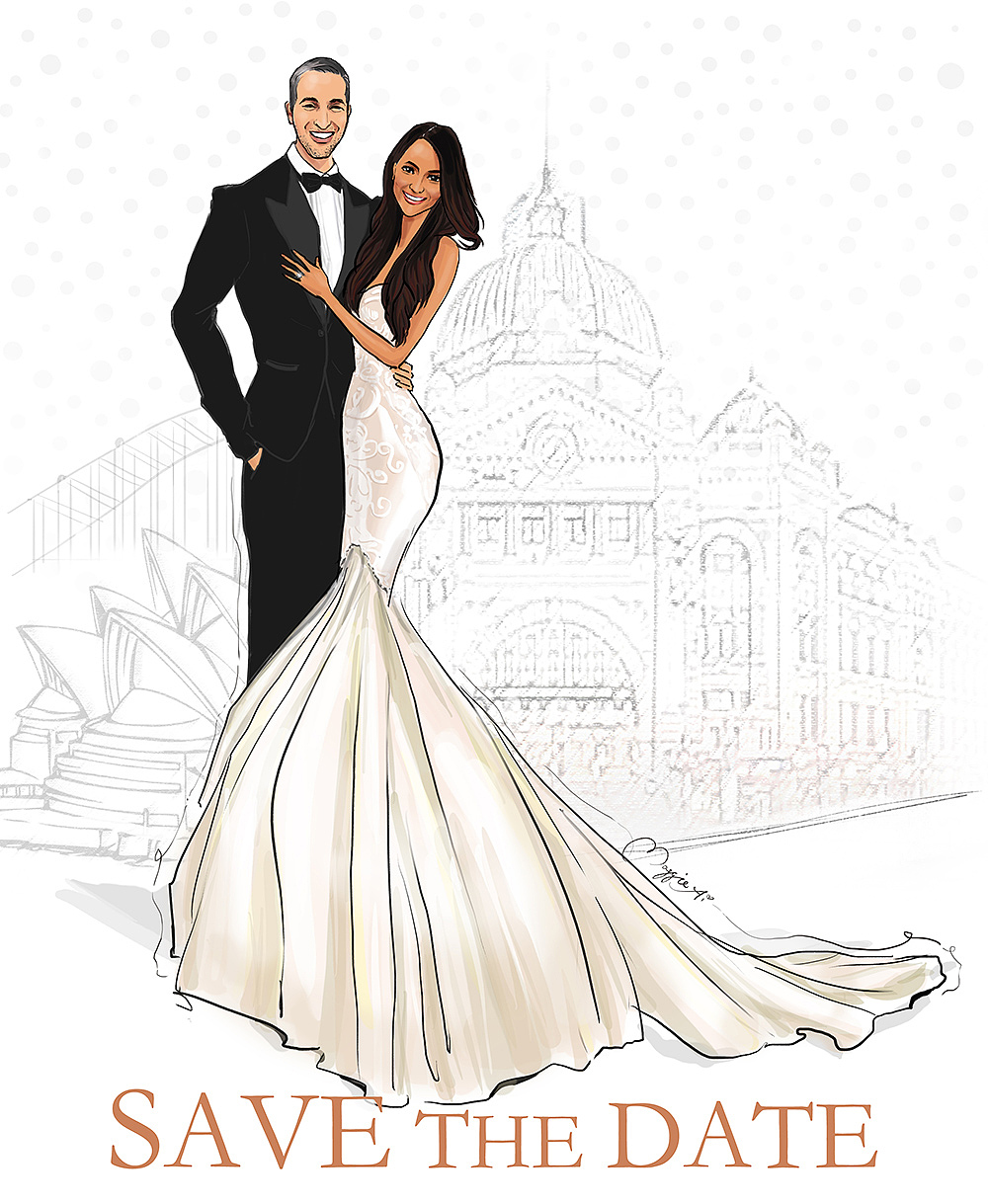 婚礼定制插画 Stephanie & Dan - Maggie Ai 时尚插画