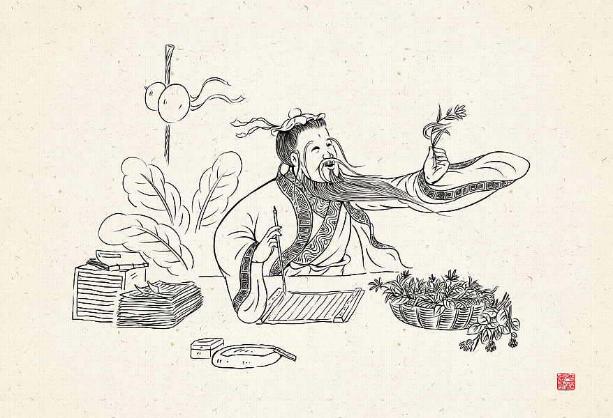 几种版本的《采药图》|插画|商业插画|平静创意_原创作品-站酷(zcool)